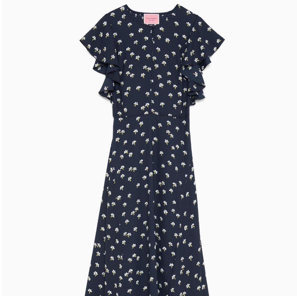 Gorgeous Kate Spade Navy Floral Midi Dress Sz 0